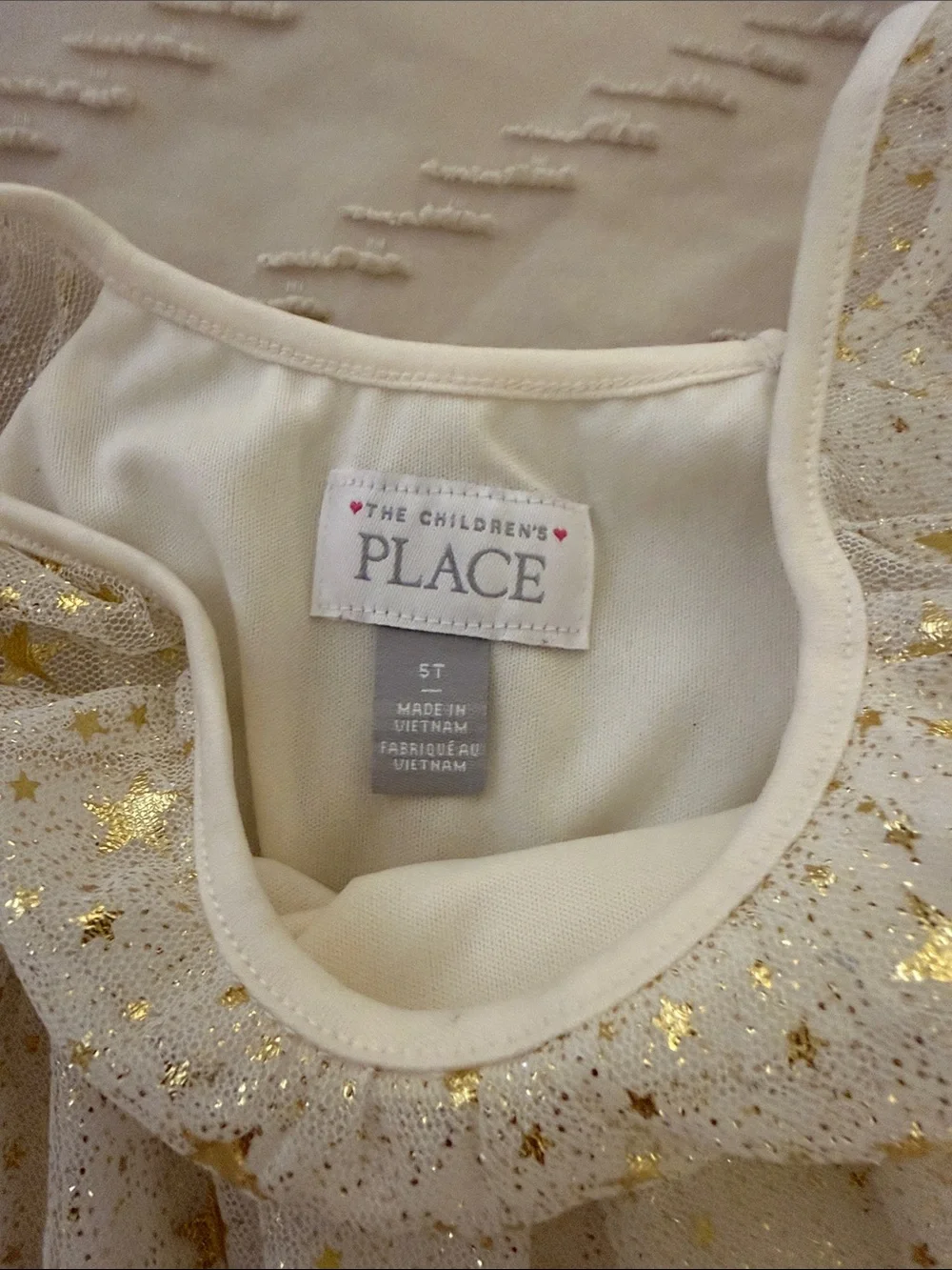 The Children's Place Ivory Tulle Dress with Gold Stars